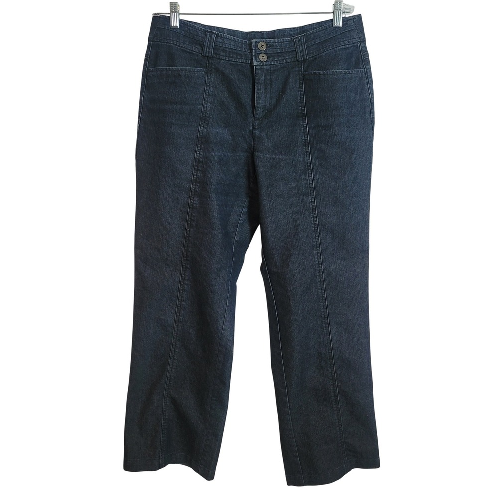Christopher & Banks Indigo Straight Leg Seam Detail Stretch Denim Pants Women 12